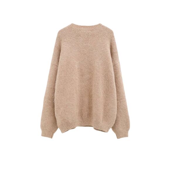Lauren Manoogian Size 1 Small New Suri Alpaca Long Sleeve Crew Sweater Camel NWT - Picture 5 of 9